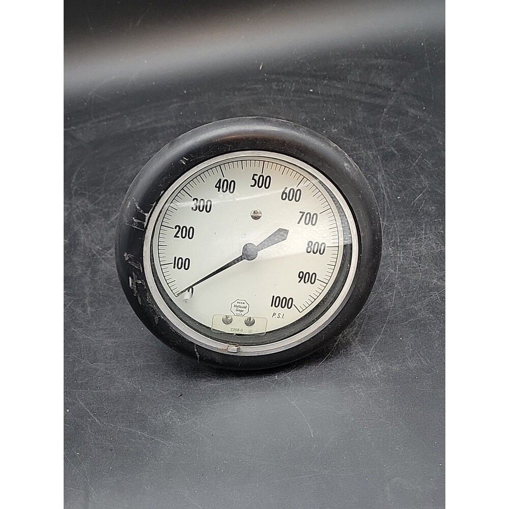 Acco Helicoid Pressure Gauge 0-1000 Large 6" Great Steam Punk Vintage Gage